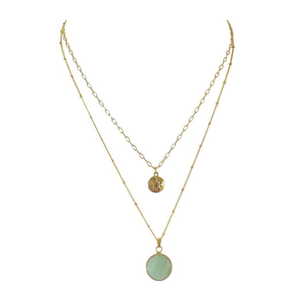 NWOT Aventurine Layered Necklace Set
